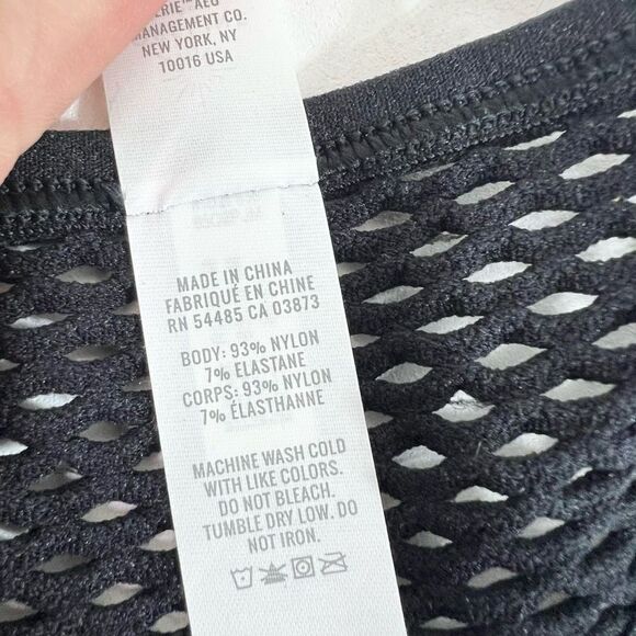 Aerie Romper Playsuit Womens XL Black Mesh Seamless Racerback Sleeveless NWT - Picture 10 of 11